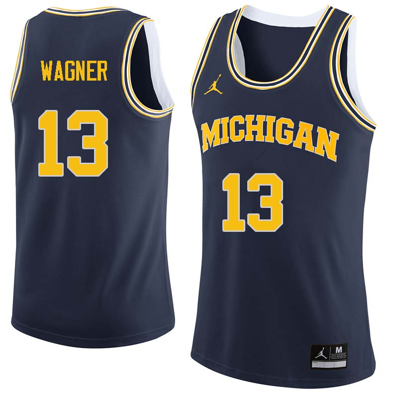 Men #13 Moritz Wagner Michigan Wolverines College Basketball Jerseys Sale-Navy